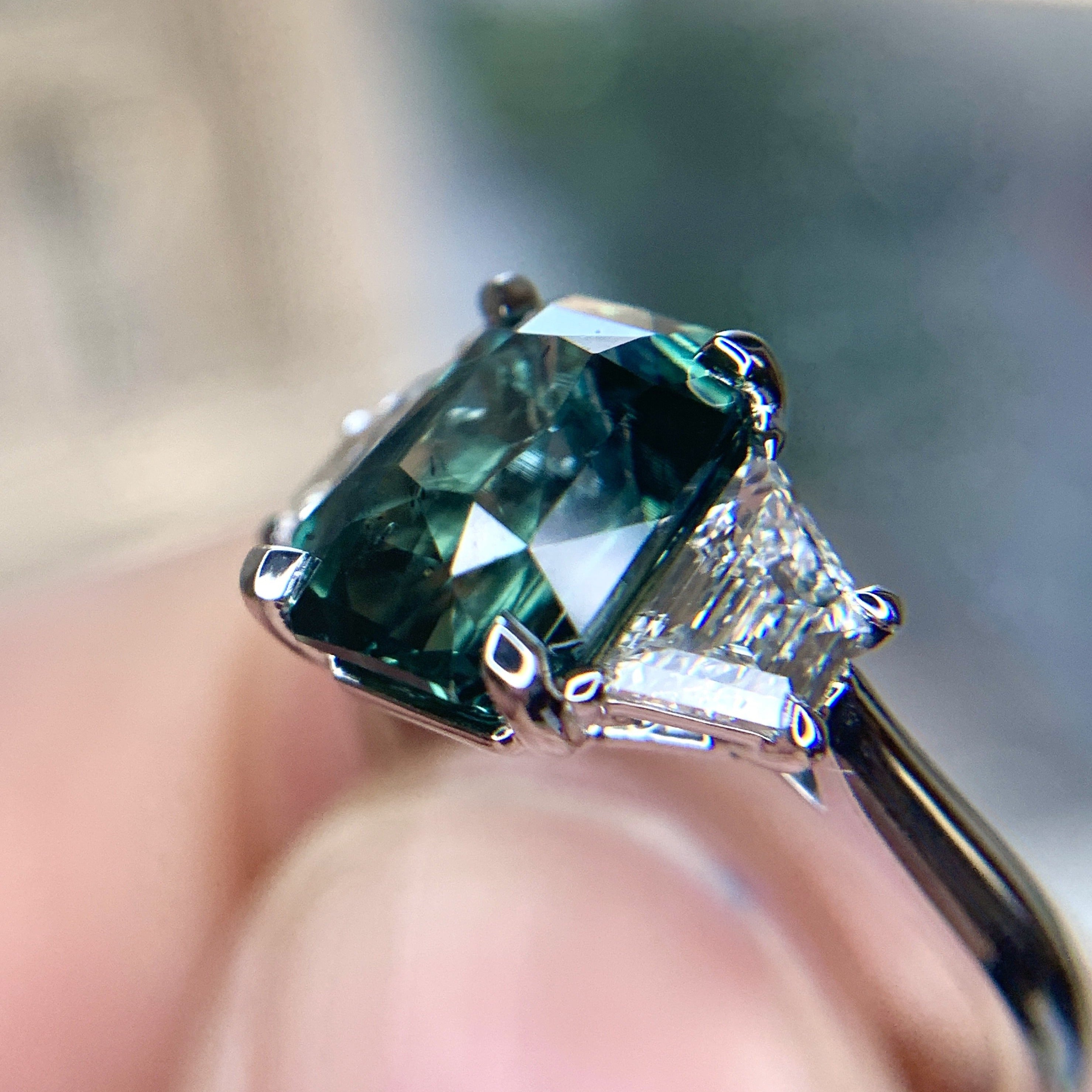 Pear Shaped Blue Green Sapphire Engagement Ring - gardensring