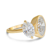 Toi Et Moi Oval Lab Diamond Engagement Ring - Yellow Gold - (3.52 ctw) Side View