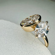 Toi Et Moi Oval Lab Diamond Engagement Ring - Yellow Gold - (3.52 ctw) Shown From Side