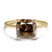 Alessia Champagine Diamond Ring With Hidden Halo - Yellow Gold- (3.04ct) White background alternative front view