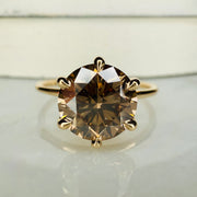 Gracie Champagne Diamond Ring With Hidden Halo - Yellow Gold - (2.05ct)