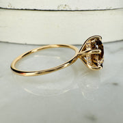 Gracie Champagne Diamond Ring With Hidden Halo - Yellow Gold - (2.05ct) - side view 