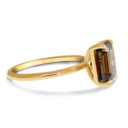 Lenka Natural Emerald Cut Champagine Diamond Engagement Ring - Yellow Gold - (2.82ct) white background side view alternative