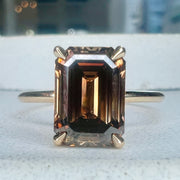 Lenka Natural Emerald Cut Champagine Diamond Engagement Ring - Yellow Gold - (2.82ct)