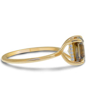 Alessia Champagne Diamond Ring With Hidden Halo - Yellow Gold- (3.16ct) White Background Side View