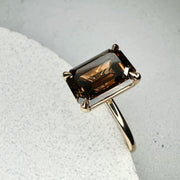 Lenka Natural Emerald Cut Champagine Diamond Engagement Ring - Yellow Gold - (2.82ct) Side View