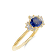 Astra Natural Blue Sapphire Asymmetrical Cluster Engagement Ring Side View