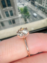 Gracie Champagne Diamond Ring With Hidden Halo - Rose Gold - (2.00ct) Shown On Hand