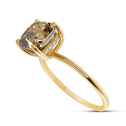 Alessia Champagine Diamond Ring With Hidden Halo - Yellow Gold- (3.04ct) White background accent diamond view