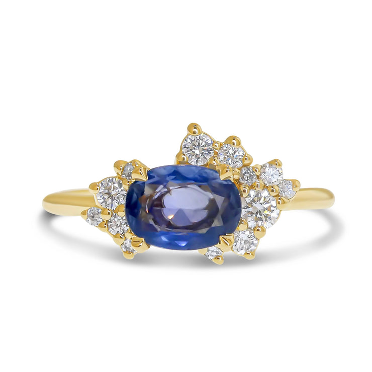 Astra Natural Blue Sapphire Asymmetrical Cluster Engagement Ring