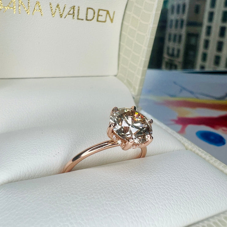 Gracie Champagne Diamond Ring With Hidden Halo - Rose Gold - (2.00ct) Shown In Ring Box