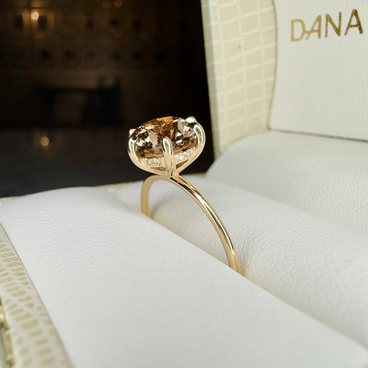 Gracie Champagne Diamond Ring With Hidden Halo - Yellow Gold - (2.05ct) - shown in Dana Walden Box