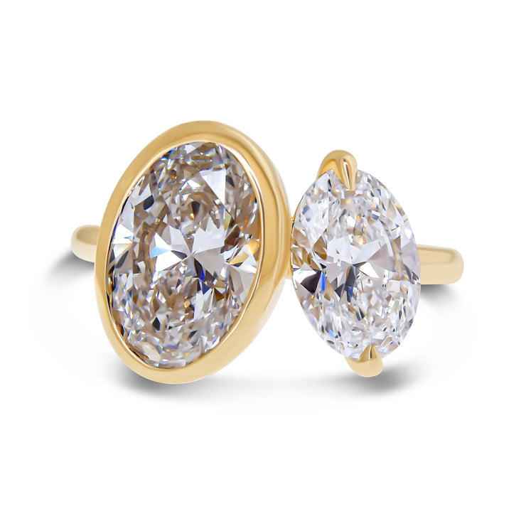 Toi Et Moi Oval Lab Diamond Engagement Ring - Yellow Gold - (3.52 ctw)