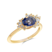 Astra Natural Blue Sapphire Asymmetrical Cluster Engagement Ring 3/4 View