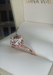 Gracie Champagne Diamond Ring With Hidden Halo - Rose Gold - (2.00ct) - Video In Ring Box