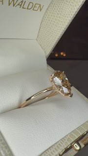 Margot Pear Shape Old Mine Cut  Champagne Diamond Engagement Ring -  (2.56ct) Video In Ring Box