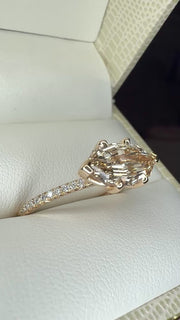 Ingrid 2.02 carat East-West Marquise Natural Champagne Diamond Engagement Ring Shown In Video