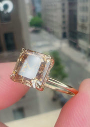 Alessia Champagne Diamond Ring With Hidden Halo - Yellow Gold- (3.16ct) Video over 5th avenue NYC