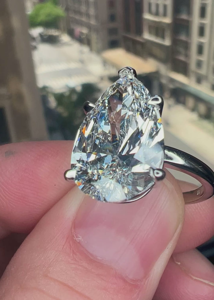 7 Carat Pear Shape Diamond Engagement Ring - lab grown diamond