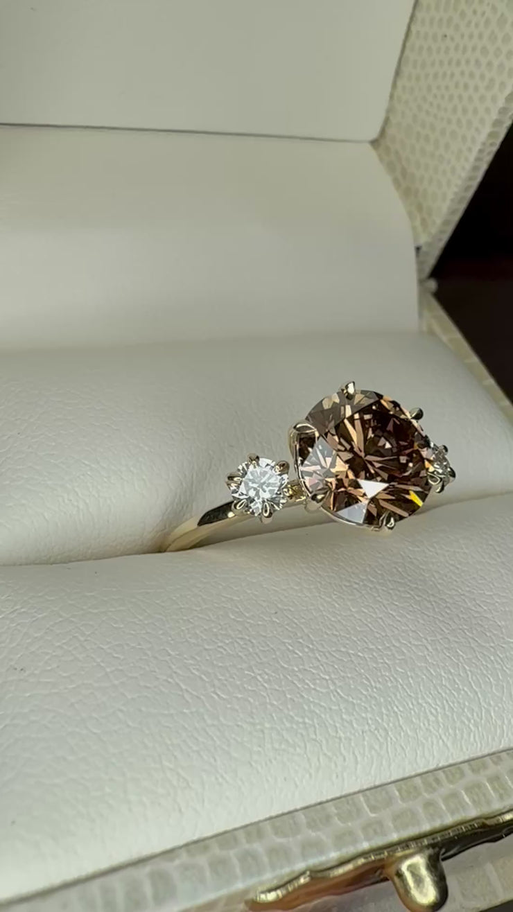 Luna Natural Champagne Diamond Engagement Ring In Yellow Gold (2.50ct) Video