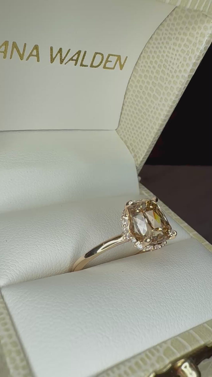 Freya Natural Champagne Cushion Cut Diamond Engagement Ring In Yellow Gold (2.42ct) Video