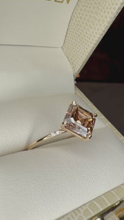 Aurora Asscher Cut Champagne Diamond Engagement Ring -  (2.64ct) Yellow Gold - Video In Ring Box