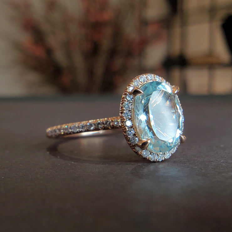2.00CT Pear Shaped Aquamarine Diamond Halo Engagement Ring – Justin's  Jewelers