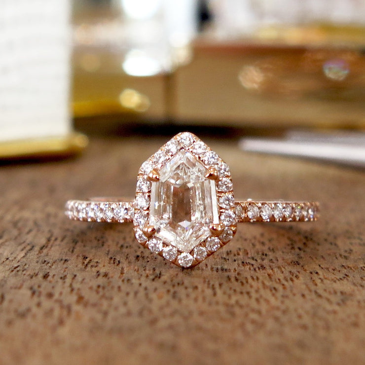 Unique Moissanite Engagement Ring Set 14K Rose Gold Engagement Rings Vintage  Floral Moissanite Rings - Camellia Jewelry