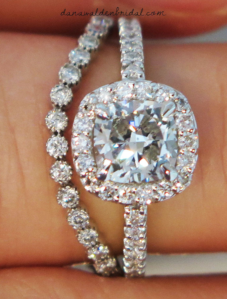Delicate Cushion-cut Diamond Halo Engagement Ring – Unique Engagement ...