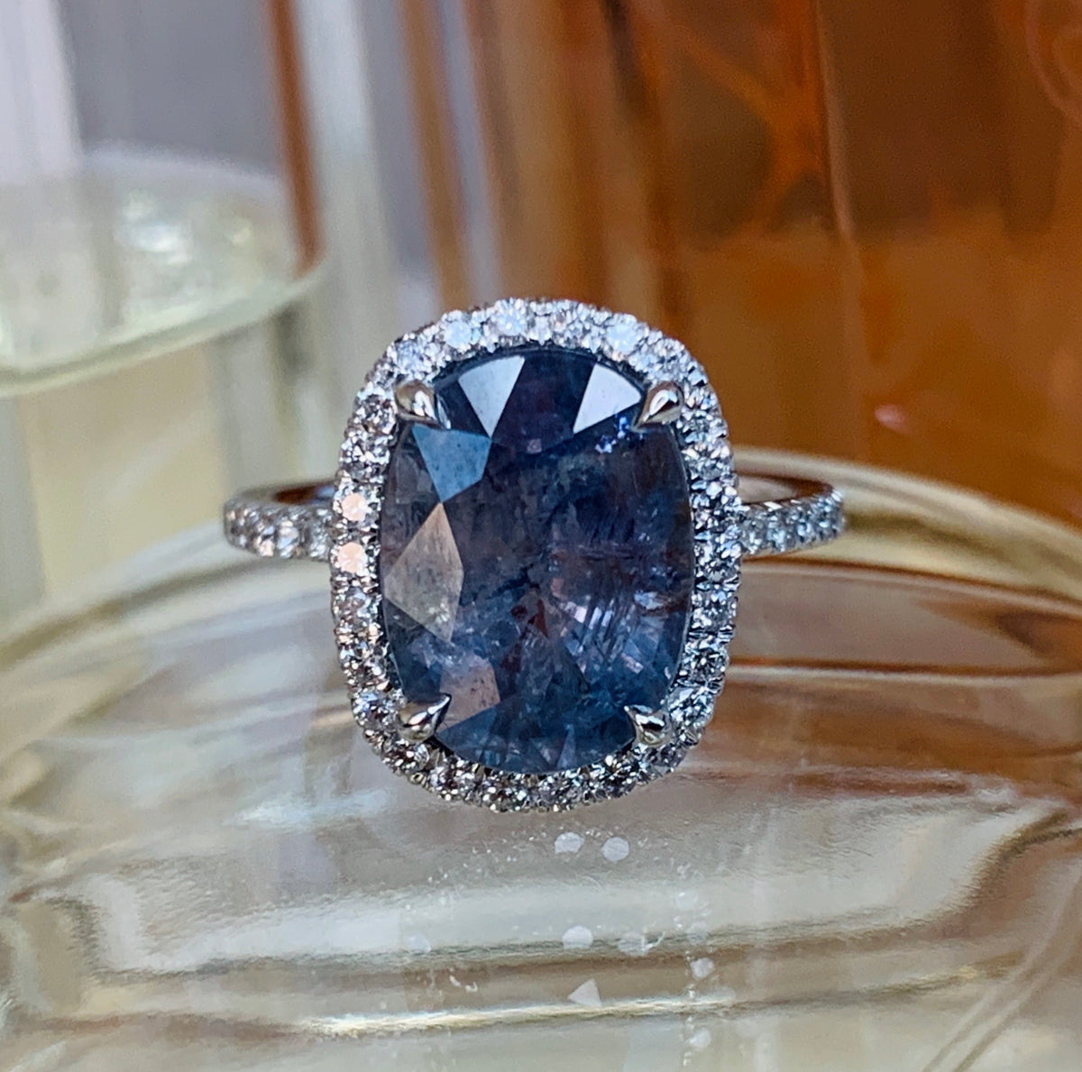 Blue-Gray Sapphire Ethical Engagement Ring - VALORA – Unique Engagement ...