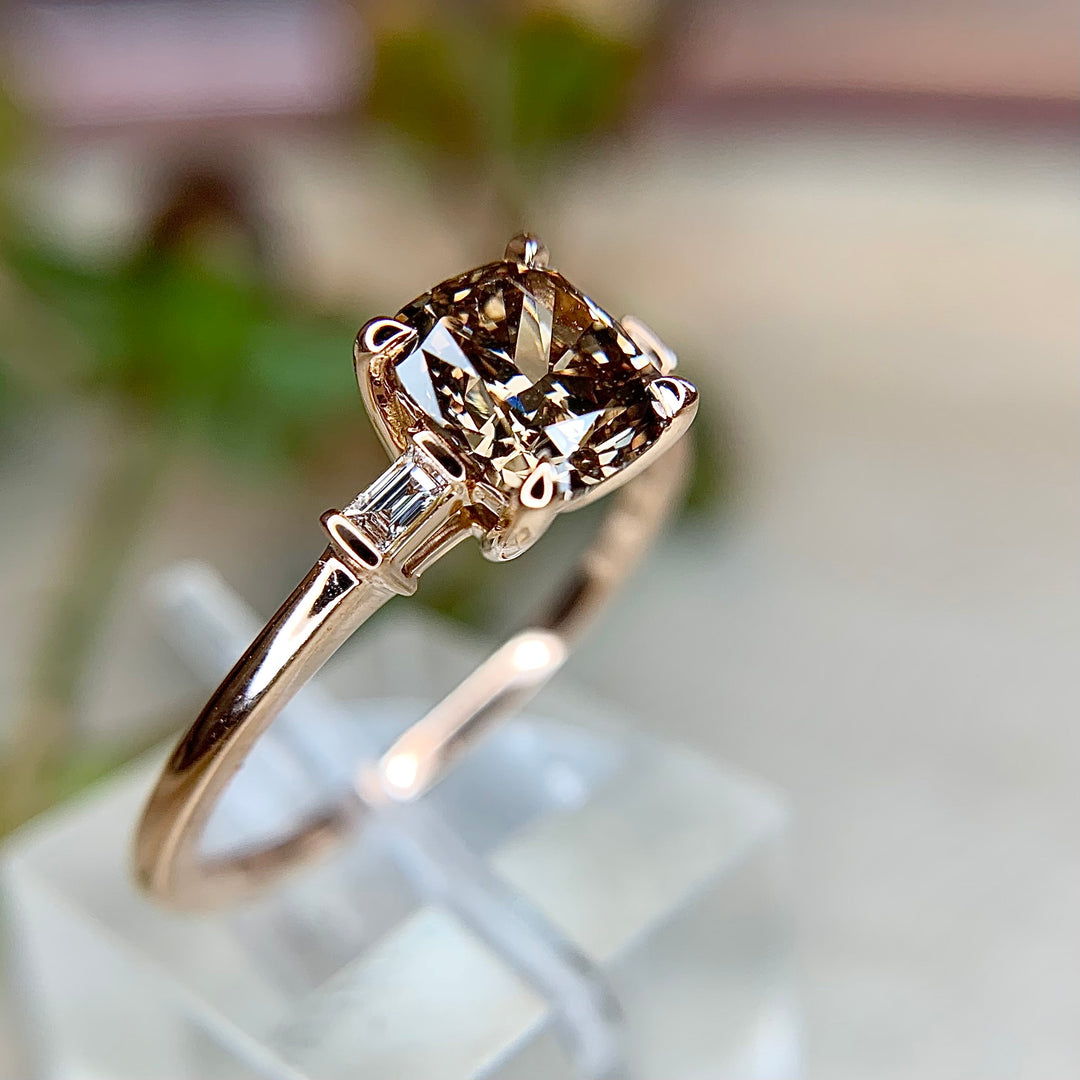 Dainty store Baguette Solitaire Ring, Wedding Ring Baguette Solitaire, 14k Gold Engagement Solitaire Ring, Unique Baguette Rose Gold Ring