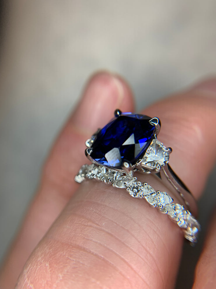 Buy Ornate Jewels Silver Aaa American Diamond Cz Round Single Stone Blue  Sapphire Ring For Women Online